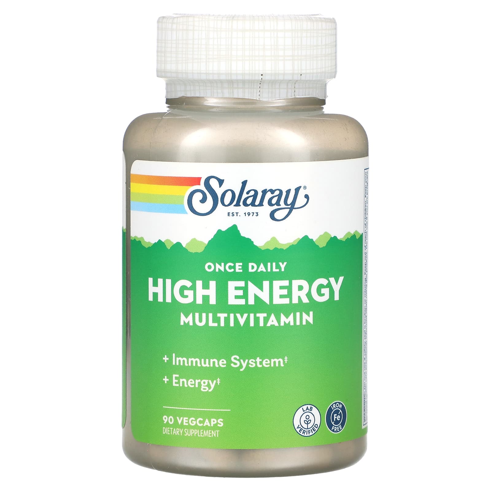 Solaray, Once Daily, High Energy Multivitamin, Iron Free, 90 VegCaps UPC 076280473063 | HiLife Vitamins